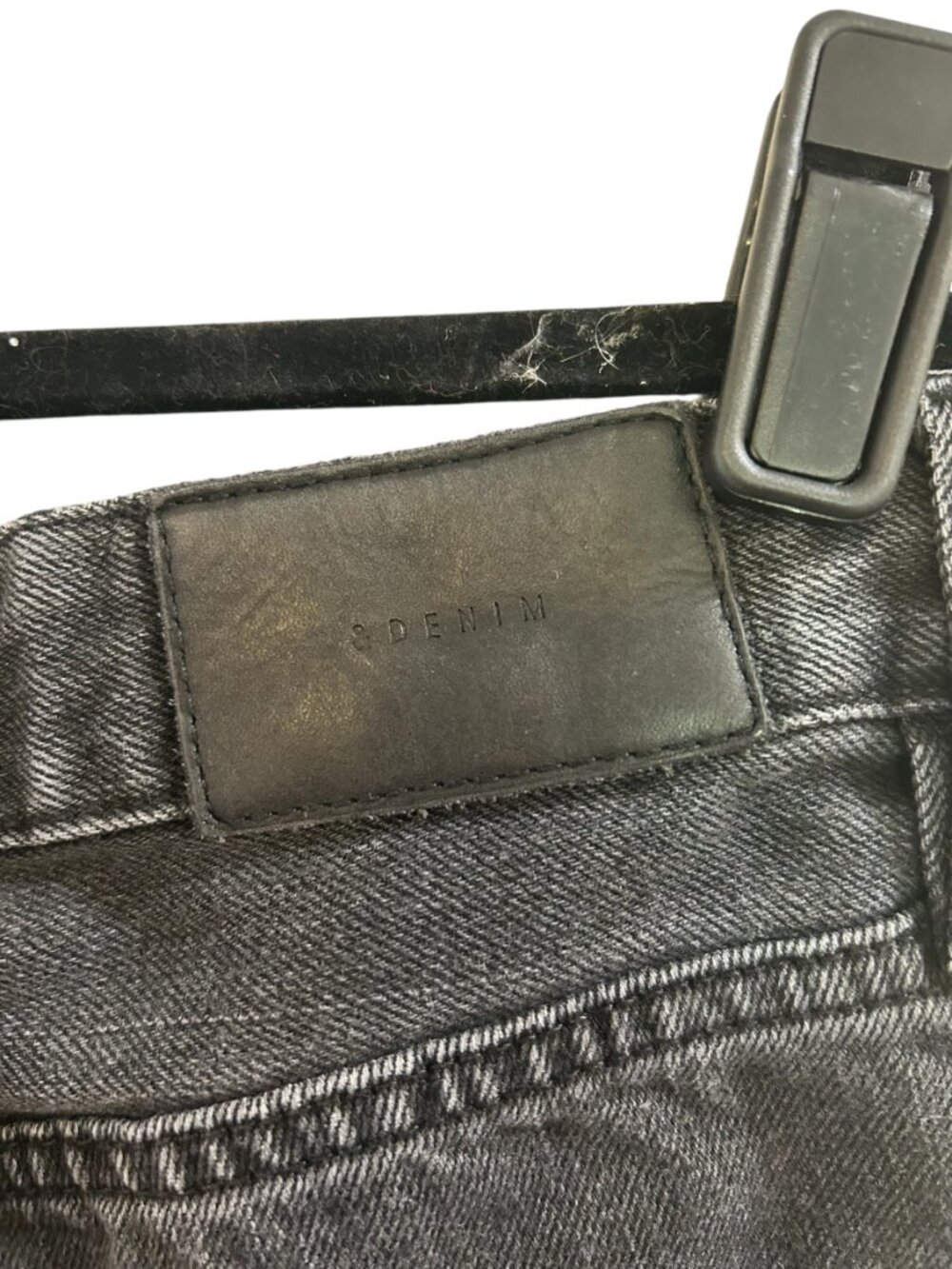&Denim Black High Rise Straight Leg Jeans Size 27 Raw Hem EUC - Picture 5 of 10